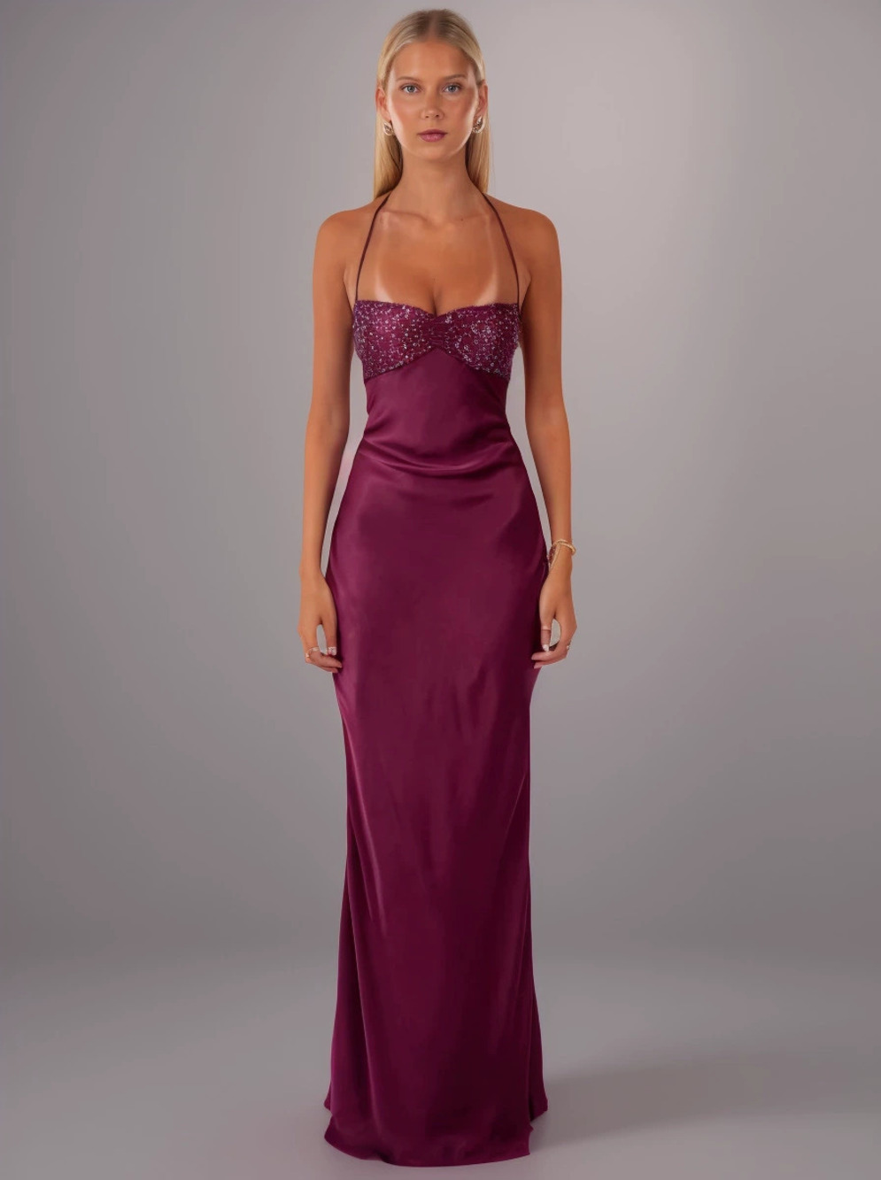 Zara Sequin Satin Strapless Backless Lace Up Bodycon Dress